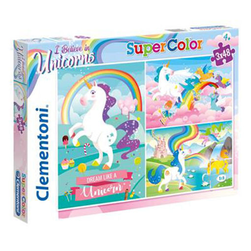 Slika CLEMENTONI PUZZLE 3X48 BRILLANT UNICORNO 25231